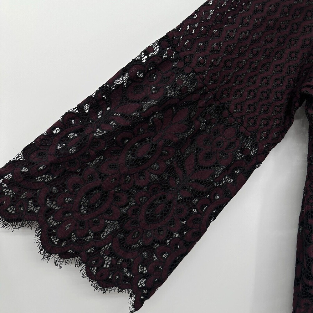 Lane Bryant Tunic Top Shirt Size 26 Sheer Long Bell Sleeves Floral Lace Blouse - Picture 8 of 15